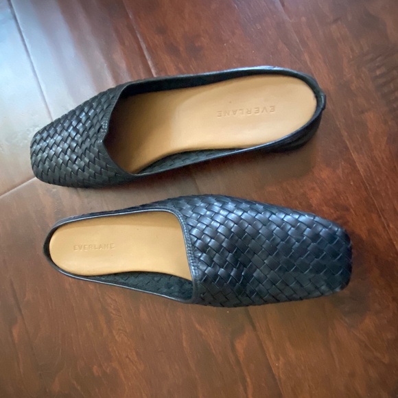Everlane Black Woven Leather Slip On Mules Size 9.5 - Picture 10 of 13